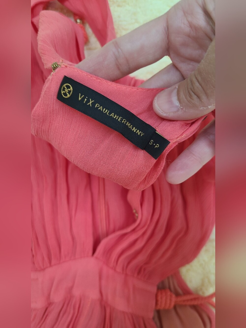 VIX Paula Hermanny Women’s Coral Slit Maxi Dress - Sleeveless V-Neck - Picture 10 of 10